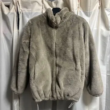 패션 그레이 퍼 자켓 L