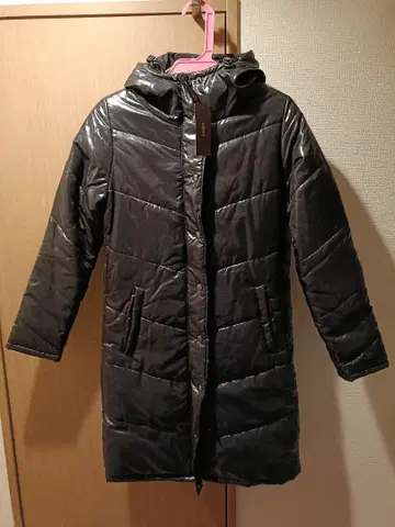 택 포함 새상품 블랙 후드 부착 다운 자켓