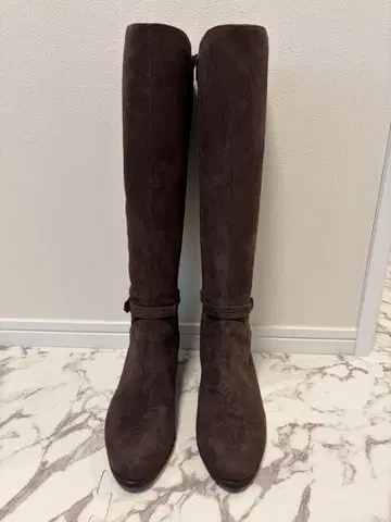 긴자 카네마츠 새상품급 다크 브라운 스웨이드 롱 부츠