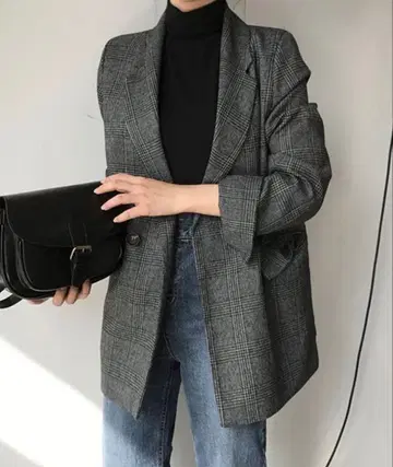 글렌체크 패턴 더블 테일러 자켓