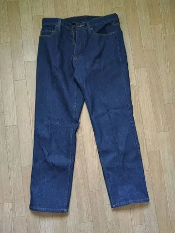 따뜻한 데님 다크 블루 스트레이트 W32