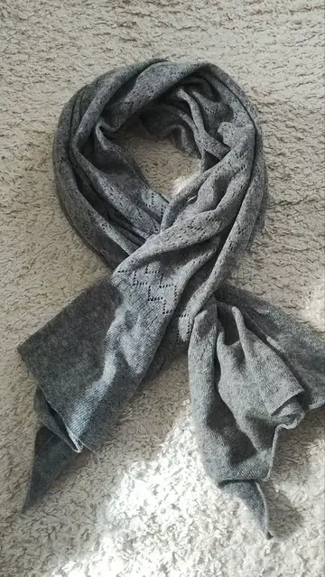 캐시미어 머플러 그레이 다이아몬드 무늬