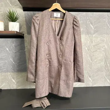 jouetie 브라운 더블 브레스트 테일러드 자켓