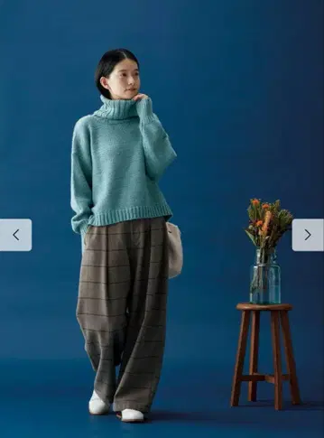 펠리시모 써니클라우드 체크 무늬 와이드 팬츠