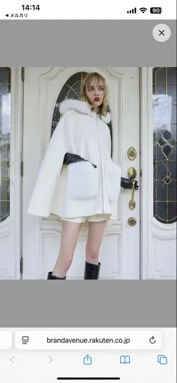 eimy 퍼 포켓 스캘럽 망토 코트