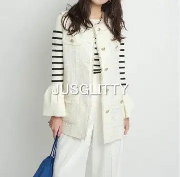 [컨디션 최상] JUSGLITTY 트위드 베스트 최근 모델 화이트