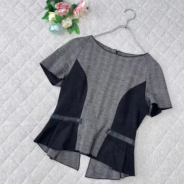 히로코비스 [ M ] 울 100% 상의 헤링본 무늬 슬림 효과 바이컬러