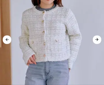 코히나 COHINA 라메 트위드 니트 가디건