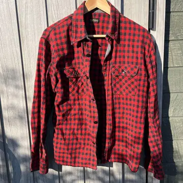 THE FLATHEAD 레드 블록 체크 플란넬 셔츠 38