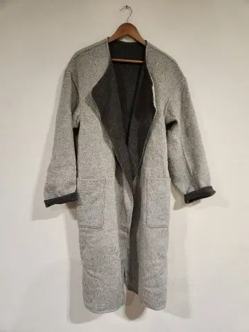 그레이 롱 코트 프리 사이즈 리버서블