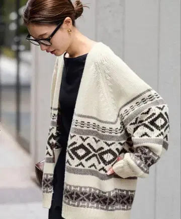 프레임워크 자카드 가디건 내추럴