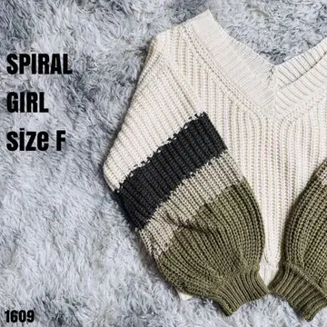 SPIRAL GIRL 스파이럴걸 니트 아이보리 카키 F 1609