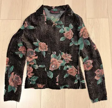 [ 새상품급 ] 유키토리이 YUKI TORII 셔링 자켓 융모 장미 무늬