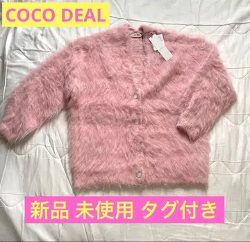 새상품 미사용 오카자키 사에 코코딜 핑크 샤기 긴팔 가디건