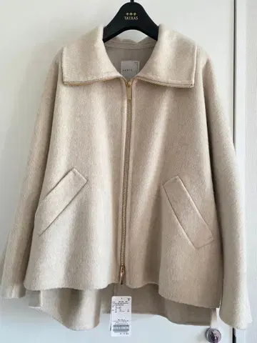 NOBLE [ 추가 ] 카멜 믹스 리버 지퍼 코트 화이트 A 36 사이즈