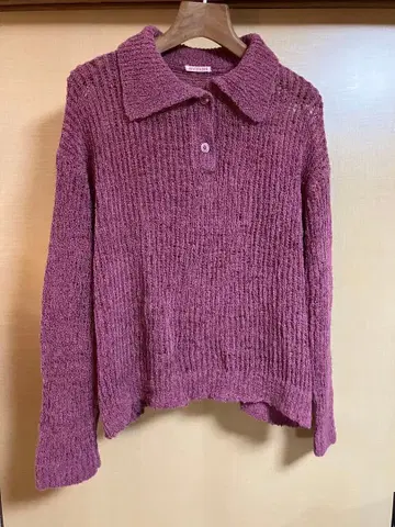 [ RYETENDER ] 퍼플 니트 피케 셔츠 긴팔