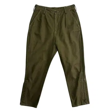 orSlow 테이퍼드 코튼 팬츠 1 카키 턱 인 크롭 기장