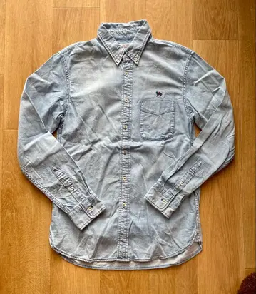 HRM 구제 의류 가공 JOURNEY 인디고 낙타 자수 버튼 셔츠