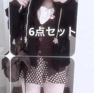 6점 코디 세트 모리걸 페어리 그런지 헤이세이 레트로 히메카지 00s