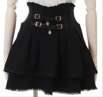 LIZLISA 리즈리사 2단 리본 벨트 치마바지 블랙