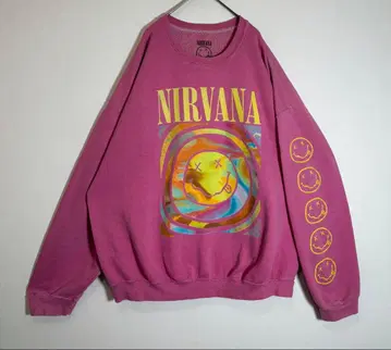 NIRVANA 닐바나 스마일 암 프린트 속기모 맨투맨