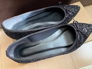 MERMAID 블랙 글리터 플랫슈즈 레인슈즈