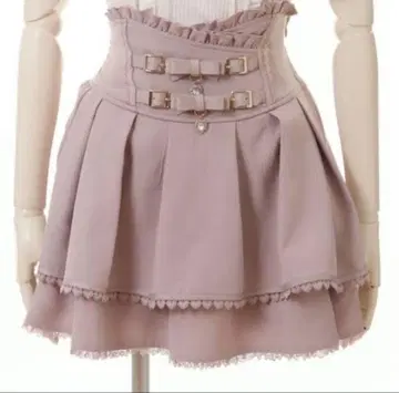 리즈리사 LIZLISA 2단 리본 벨트 치마바지 핑크