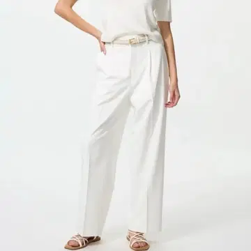 UNIQLO 턱 와이드 팬츠 화이트 S