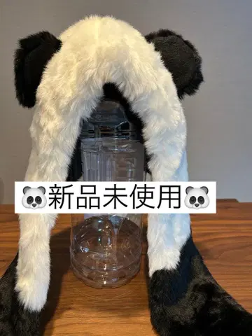 미사용 새상품 팬더 귀 달린 장갑 포함 후드 모자