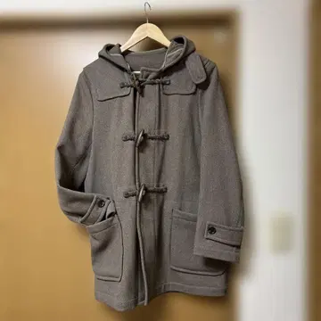 그레이 더플 코트 후드 부착