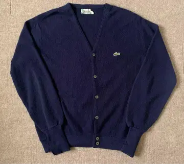 70s 빈티지 라코스테 가디건 긴 리브 네이비