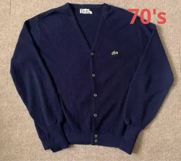 70s 빈티지 라코스테 가디건 긴 리브 네이비