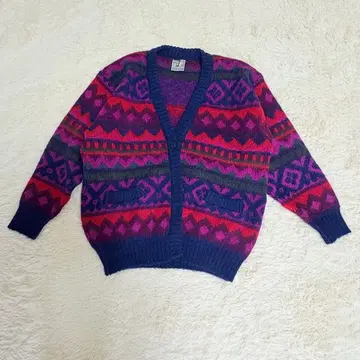 ICEWEAR 아이슬란드제 올 패턴 울 가디건 S 빈티지 장모