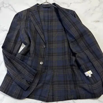 새상품급 giannetto 잔네토 네이비 체크 테일러드 S 언컨