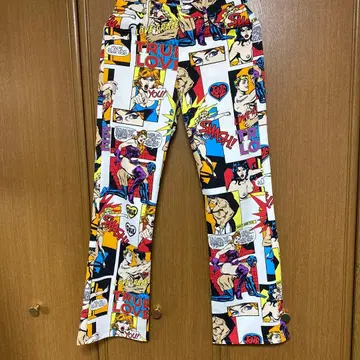 코믹 프린트 플레어 팬츠