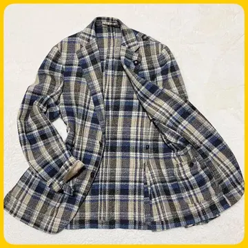 미사용급 LARDINI 테일러드 자켓 본절제 체크 46 실크