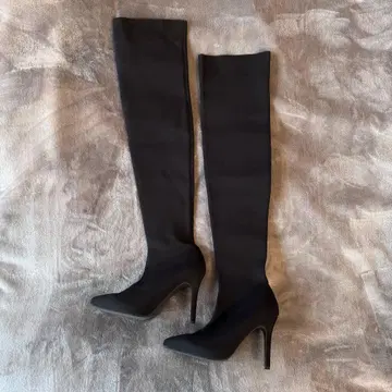 블랙 니하이 부츠 24.0cm 하이힐