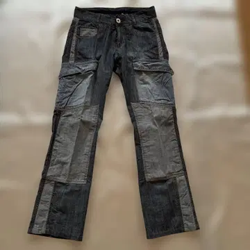 모스키노 블루 메인 카고 팬츠 패치워크