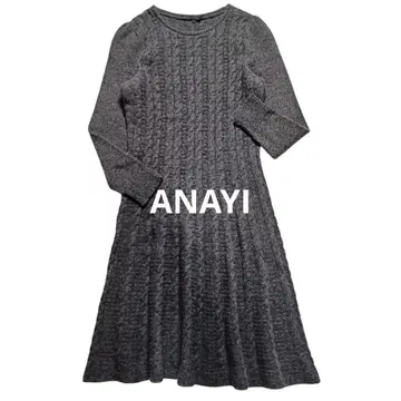 아나이 케이블 니트 원피스 다크 그레이 7부 소매 일본제 고급 가을/겨울