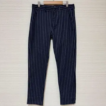 CavariA 스트라이프 테이퍼드 팬츠 네이비 M 오피스