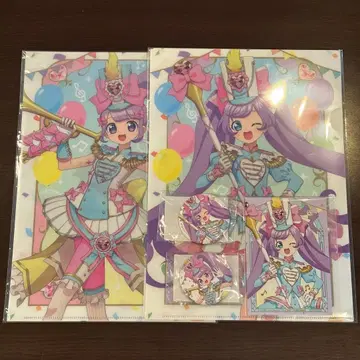 마루쿠지 프리파라 클리어 파일 캔뱃지 브로마이드 5점