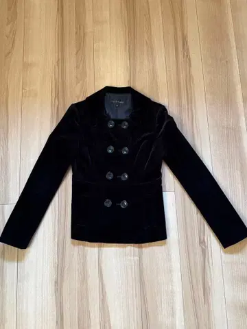 블랙 벨벳 더블 브레스트 자켓