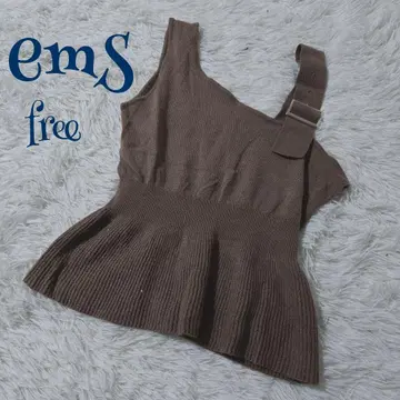 [ 이임스 ] 리브 벨트 버클 뷔스티에풍 니트 탱크탑 free 브라운