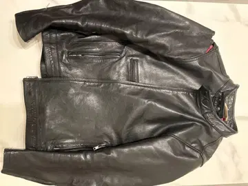 블랙 가죽 싱글 라이더 자켓