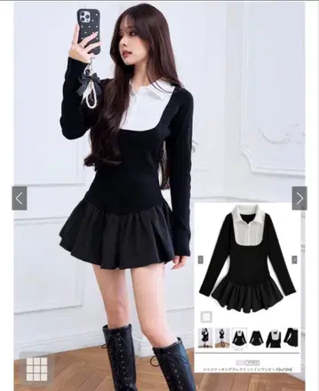 셔츠 도킹 플레어 니트 미니 원피스 [ru1204]