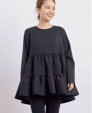 yori 매트 더블 크로스 티어드 블라우스 네이비 38