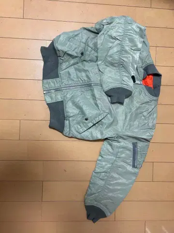 MA-1 스타일 나일론 자켓 그레이/오렌지