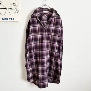 그린 라벨 릴랙싱 셔츠 원피스 체크 무늬 롱 기장 멋스러운