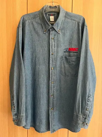 JERZEES 긴팔 데님 셔츠 XL 2006년 빈티지 기업 레어