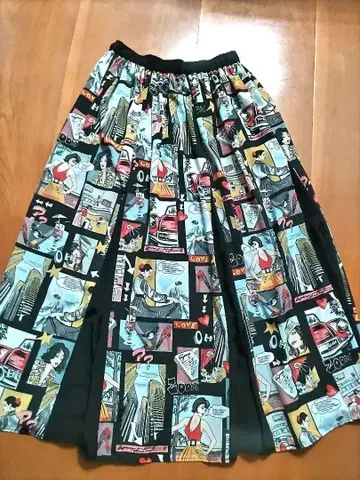 새상품급 아메리칸 코믹스 패턴 롱 스커트 루메란지 아메카지